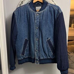 Canyon River Blues Denim Bomber Jacket with Navy Accents